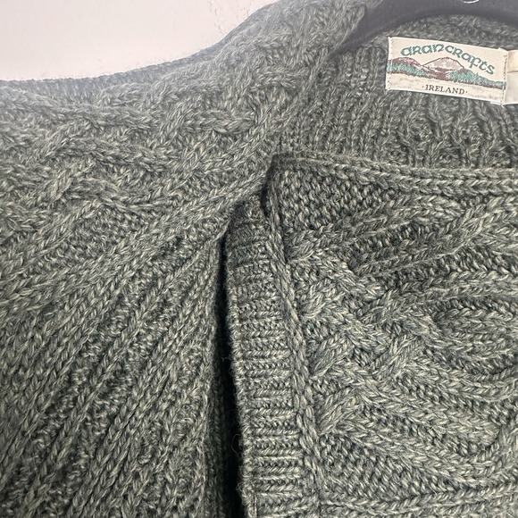 Aran Crafts Women's Cardigan Size Small Green Wool Ireland Cable Knit Fisherman - Picture 8 of 10